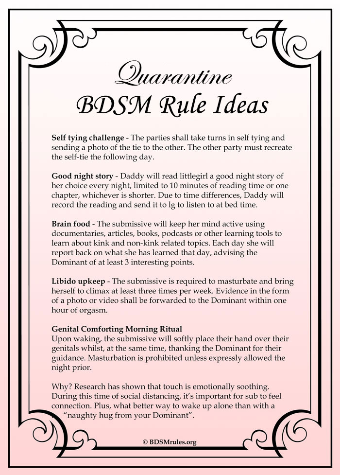 BDSM Rule Ideas for Quarantine