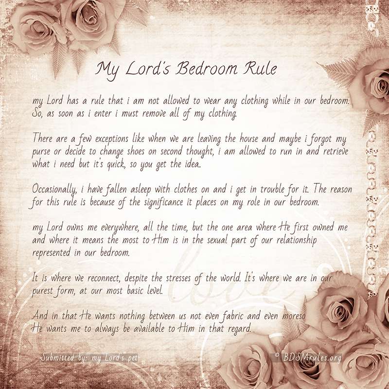 BDSM Rule Bedroom Protocol by my Lords Pet