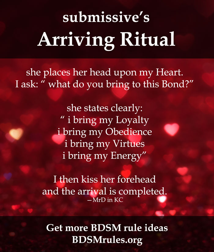 BDSM Rule for Submissive's Arriving Ritual